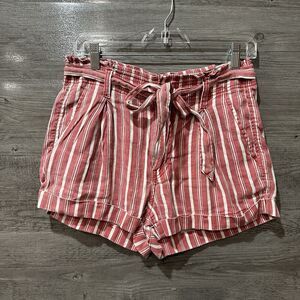 American Eagle Shorts Womens Size 4 Striped Tie Belt Linen Blend